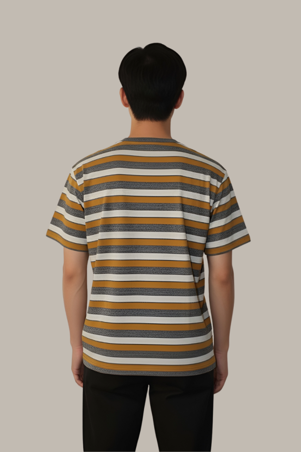 The Mariner Striped Crewneck Tee - Mustard & Grey
