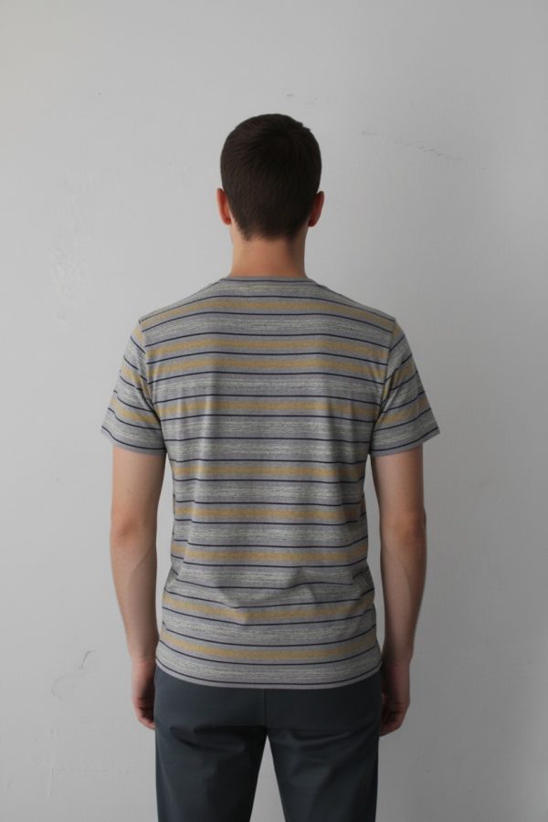 The Horizon Striped Athletic Tee - Grey & Mustard