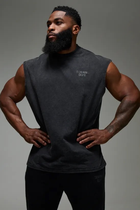"TRAINING DEPT." Washed Sleeveless Tee