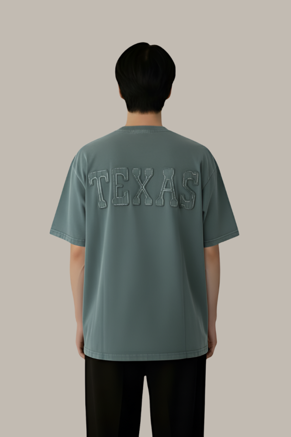 Green Oversized Cotton T-Shirt with “TEXAS” Print – Men’s Street Wear
